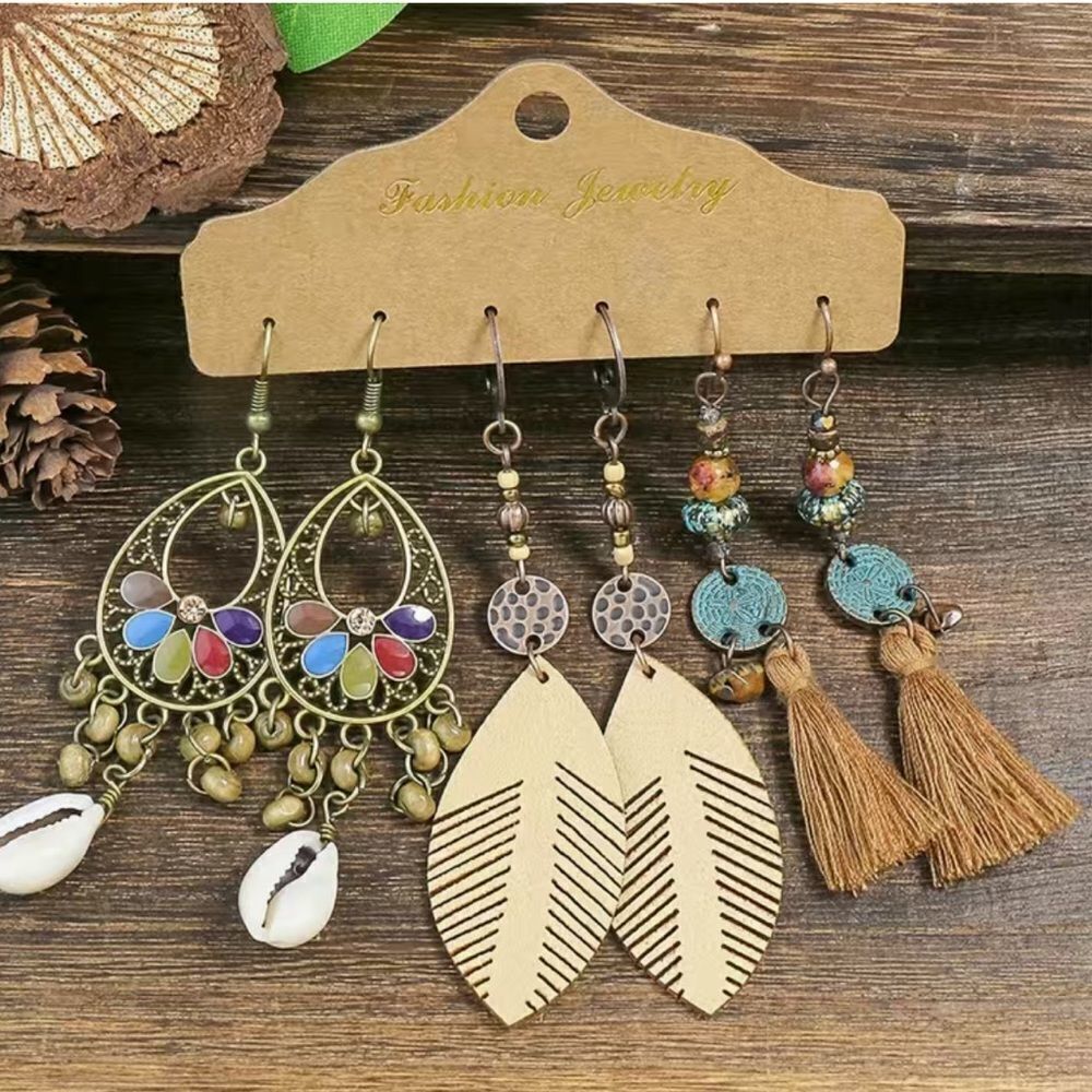 NEW Set of 3 Pairs Boho Southwest Dangle Earrings NWT
